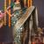 Dark green silk blend banarasi saree with zari weaving