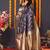 Navy blue banarasi silk blend saree with floral jaal & zari border