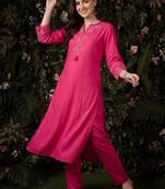 Women Ethnic Motifs Embroidered Regular Thread Work Kurta with Trousers