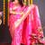 Rani pink banarasi silk blend saree with floral jaal & zari border