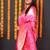 Rani pink banarasi silk blend saree with floral jaal & zari border