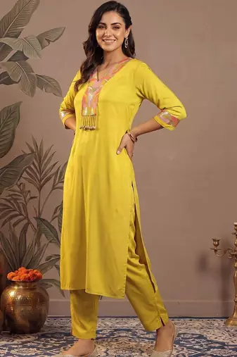 Women Ethnic Motifs Regular Sequinned Kurta with Trousers
