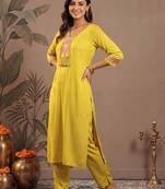 Women Ethnic Motifs Regular Sequinned Kurta with Trousers