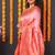 Light pink banarasi silk blend saree with floral jaal & zari border
