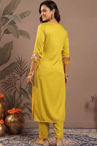 Women Ethnic Motifs Regular Sequinned Kurta with Trousers