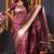 Wine banarasi silk blend saree with floral jaal & zari border