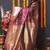 Wine banarasi silk blend saree with floral jaal & zari border