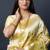 Lemon yellow banarasi silk blend saree with floral jaal & zari border
