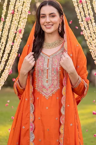 Women Ethnic Motifs Embroidered Regular Kurta with Sharara & With Dupatta