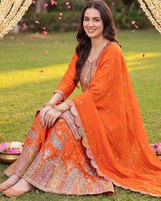 Women Ethnic Motifs Embroidered Regular Kurta with Sharara & With Dupatta 4