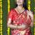 Red silk blend banarasi zari woven saree with blouse