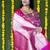Rani pink silk blend banarasi zari woven saree with blouse