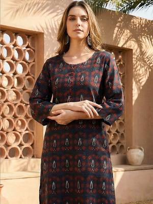 Women Ethnic Motifs Printed Regular Pure Cotton Kurta with Trousers 2