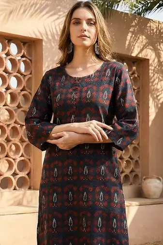 Women Ethnic Motifs Printed Regular Pure Cotton Kurta with Trousers