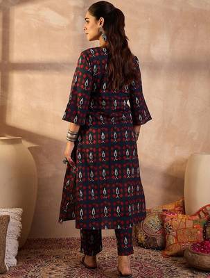 Women Ethnic Motifs Printed Regular Pure Cotton Kurta with Trousers 5