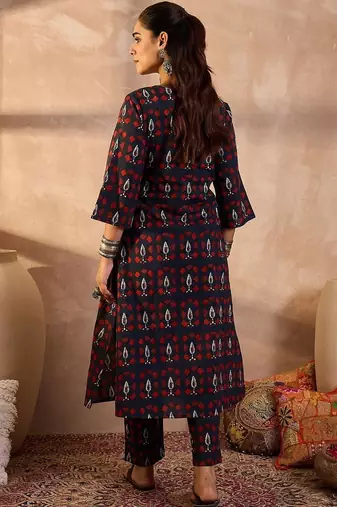 Women Ethnic Motifs Printed Regular Pure Cotton Kurta with Trousers