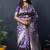 Purple silk blend banarasi zari woven saree with blouse
