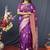 Dark magenta banarasi silk blend saree with zari weaving