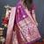 Dark magenta banarasi silk blend saree with zari weaving