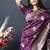 Wine banarasi silk blend saree with zari weaving