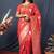 Red banarasi silk blend saree with zari weaving
