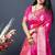 Hot pink banarasi silk blend saree with zari weaving