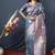 Grey banarasi silk blend saree with zari weaving