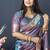 Grey banarasi silk blend saree with zari weaving