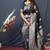 Black banarasi silk blend saree with zari weaving