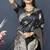 Black banarasi silk blend saree with zari weaving