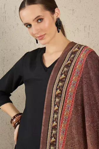 Women Ethnic Motifs Regular Kurta with Trousers & With Dupatta