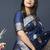 Navy blue banarasi silk blend saree with zari weaving