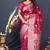 Rani pink banarasi silk blend saree with zari weaving