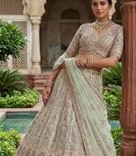 light green Embroidery Sequins Net Lehenga Choli Set