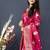 Rani pink banarasi silk blend saree with zari weaving