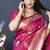 Rani pink banarasi silk blend saree with zari weaving