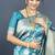 Aqua blue banarasi silk blend saree with floral zari weaving