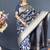 Navy blue banarasi silk blend saree with floral zari weaving