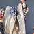 Navy blue banarasi silk blend saree with floral zari weaving