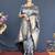 Grey banarasi silk blend saree with floral zari weaving