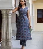 Women Printed Regular Pure Cotton Kurta with Trousers