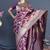 Wine banarasi silk blend saree with floral zari weaving