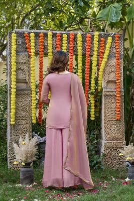 Embroidery Fendy Satin Fabric Straight Kurta Palazzo and Dupatta Set 2