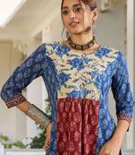 Women Floral Printed Panelled Pure Cotton Kurta with Trousers
