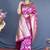 Rani pink banarasi silk blend saree with floral zari weaving