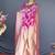 Rani pink banarasi silk blend saree with floral zari weaving