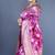 Rani pink banarasi silk blend saree with floral zari weaving