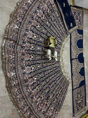 navy blue color Embroidery Sequins Work Net Lehenga Choli Set 2