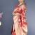 Red banarasi silk blend saree with floral zari weaving