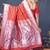 Red silk blend saree with silver zari booti & traditional floral pallu